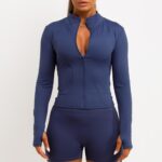 Zip Up Sports Jacket And Gym Shorts Co Ord Set Navy