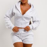 Corset Hoodie And Short Tracksuit Co Ord Set Grey Marl